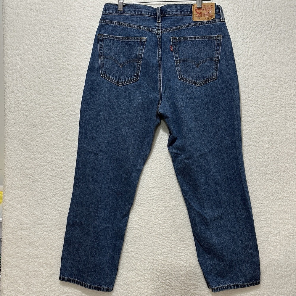 Levi's 550 Relaxed Fit Straight Blue Denim Jeans Mens Size 36